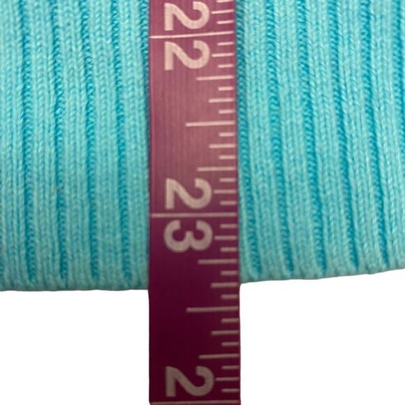 Lands’ End Lightweight‎ Aqua Long Sleeve Cardigan with Front Ruffle Size Medium - Picture 11 of 11
